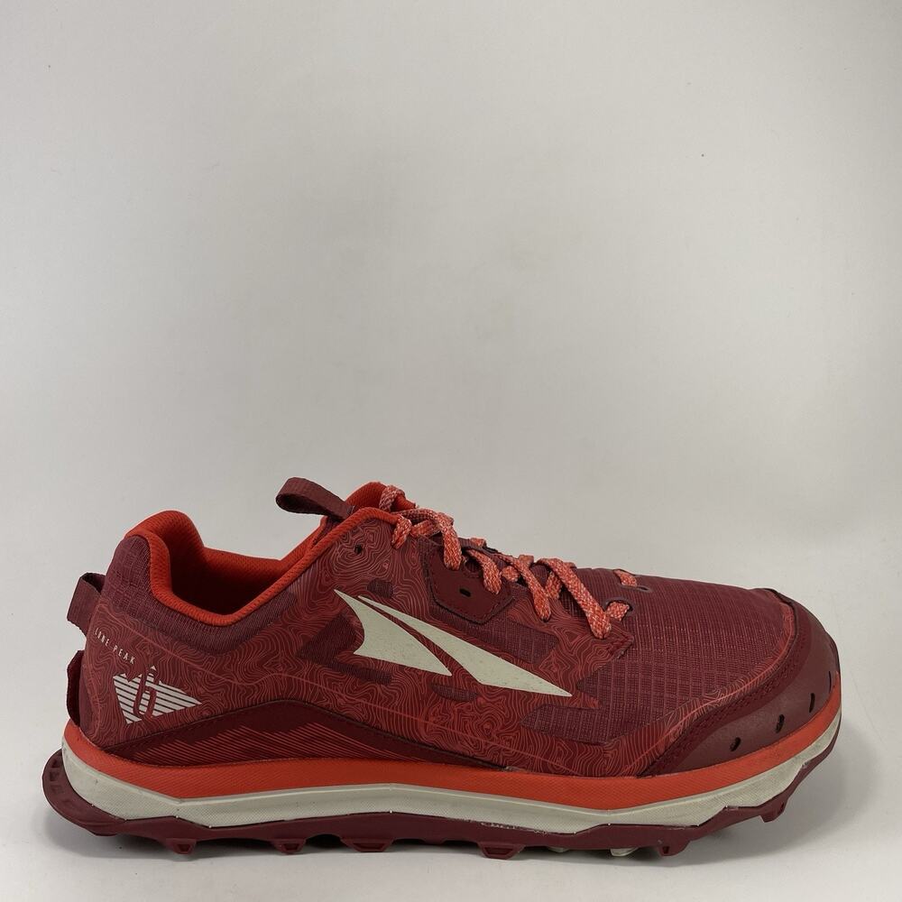 Altra Lone Peak 6 Mens Size 10.5 Red Trail Running Shoes MaxTrac Zero Drop
